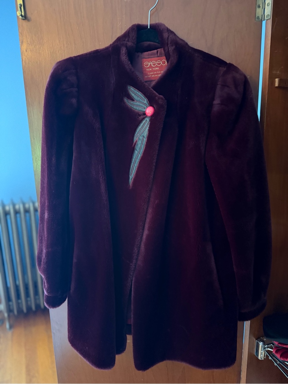 Vintage Oleg Cassini Women's Burgundy Fur Coat